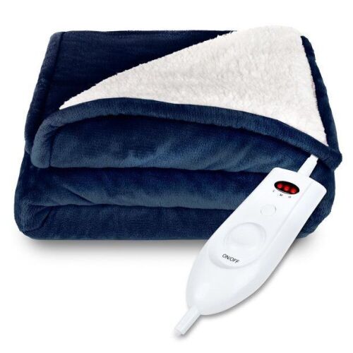 Electric Heated Reversible Sherpa Blanket w/ 3 Heat Levels, Auto Shut Off - Lot 675