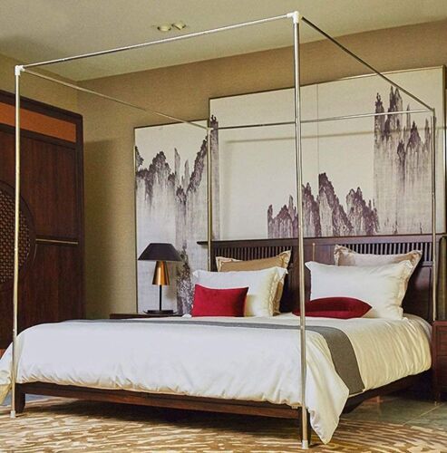 Mengersi Stainless Steel Canopy Bed Frame Poles, Queen Size  - Lot 764