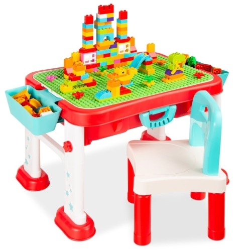 Kids 8-in-1 Activity Table Building Block Station  - Lot 829