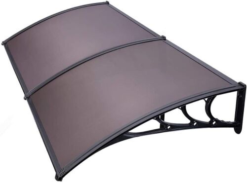 VIVOHOME Polycarbonate Window Door Awning, Brown with Black Bracket, 40 Inch x 80 Inch - Lot 883