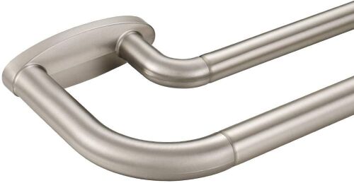 Mayrhyme Double Curtain Rods, Brushed Nickel, Wrap Around Design - Lot 941