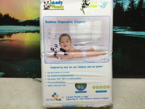 Andy Pandy Bamboo Disposable Baby Diapers, XL 26+ lbs, 62 ct - Lot 943