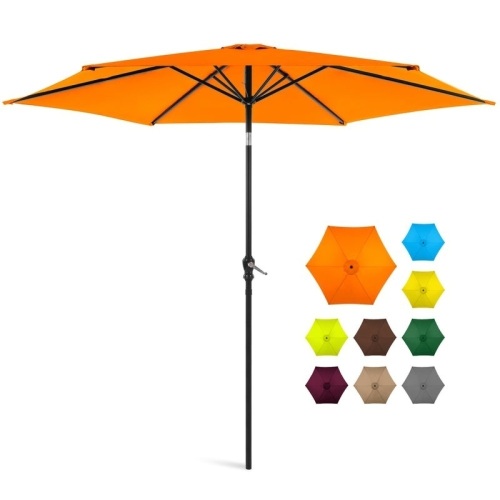 Outdoor Steel Market Patio Umbrella Decoration w/ Tilt, Crank Lift - 10ft  - Lot 1039