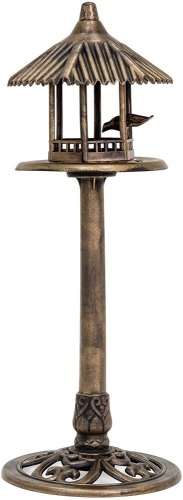 Standing Pedestal Bird Feeder w/Gazebo Top, Antique Bronze   - Lot 1050