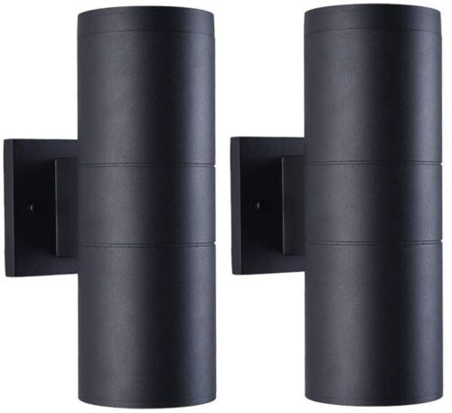 mirrea Modern Outdoor Wall Sconce Porch Lights with Aluminum Cylinder and Tempered Glass Cover, 2 Pack - Lot 1074