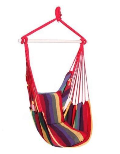 Cotton Canvas Hanging Rope Chair with Pillows - Lot 1082