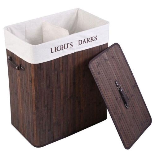 Bamboo Laundry Hamper 2 Sorter Basket - Lot 1083