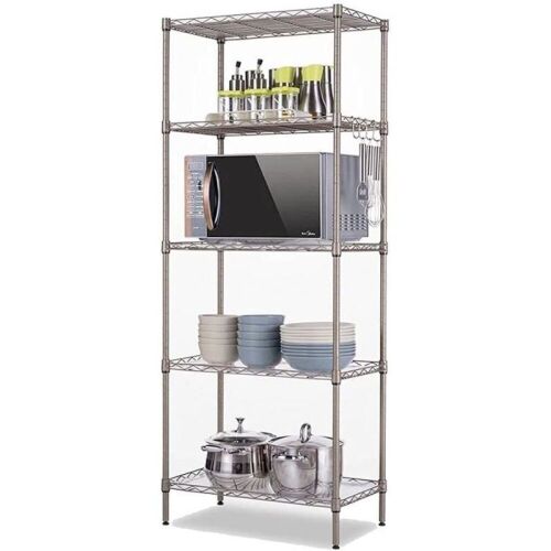 5 Layer Wire Shelf Rack Adjustable Shelf Storage Unit  - Lot 1085