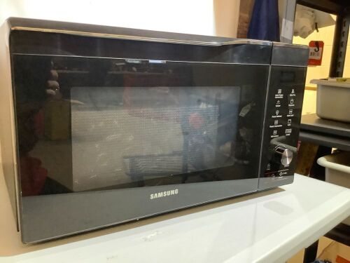 Samsung - 1.1 Cu. Ft. Countertop Convection Microwave with Sensor Cook and PowerGrill - Black stainless steel, Refurbished - Lot 64
