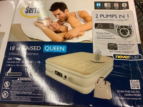 Serta 18" Raised Queen Inflatable Mattress, Appears New - Lot 144