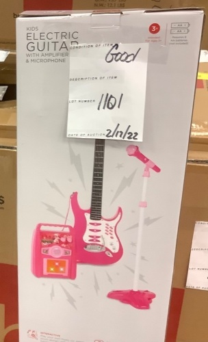Kids Electric Guitar Toy Play Set w/ 6 Songs, Microphone, Amp - Lot 1101