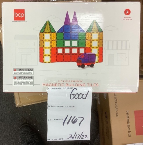 110-Piece Kids Magnetic Tiles STEM Construction Toy Building Block Set - Lot 1167