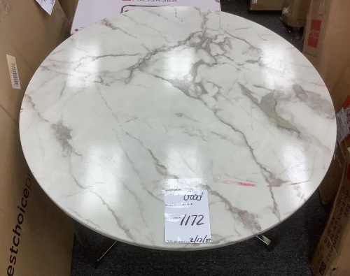 Round Coffee Table w/ Faux Marble Top, Metal Frame - 36in - Lot 1172
