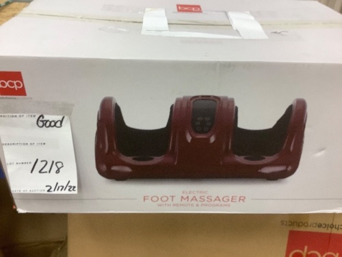 Therapeutic Foot Massager w/ High Intensity Rollers, Remote, 3 Modes - Lot 1218