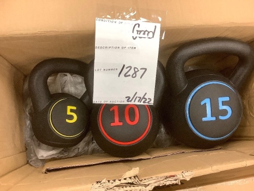 3-Piece Kettlebell Exercise Fitness Weight Set - Lot 1287
