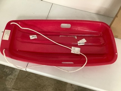 Kids Outdoor Plastic Toboggan Snow Sled Board w/ Pull Rope, Handles - 35in, No Box - Lot 1844