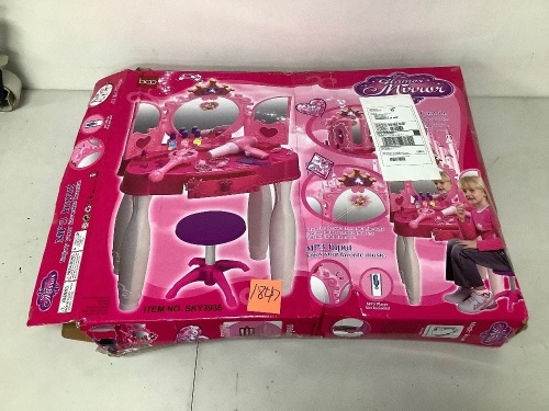 Kids Princess Vanity Mirror w/ AUX Cable, Wand, Accessories - Lot 1847