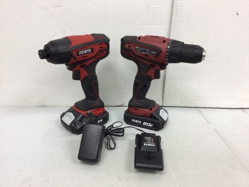 FORTE Cordless Drill Combo Kit, Powers Up, E-Commerce Return - Lot 38