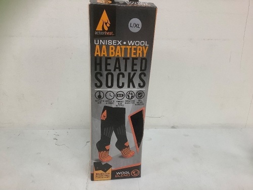 Action Heat AA Battery Heated Socks, L/XL, Untested, E-Commerce Return - Lot 432