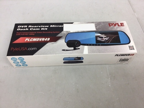 DVR Rearview Mirrow Dash Cam Kit, Powers Up, E-Commerce Return - Lot 487