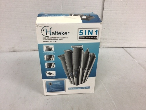 Hatteker 5 in 1, Rechargeable Hair Clipper, Powers Up, E-Commerce Return - Lot 537
