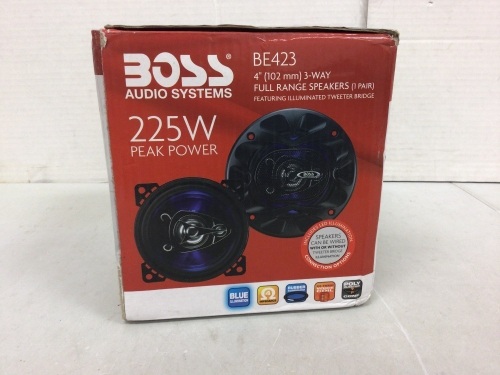Boss Audio Systems 3 Way Full Range Speakers, Untested, E-Commerce Return - Lot 644