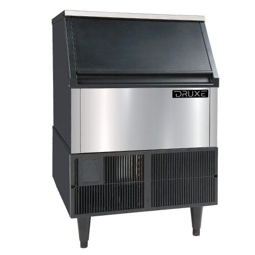 DRUXE 260-Pound/Day Freestanding Icemaker, Stainless Steel Front with Black Exterior Sides - Lot 30