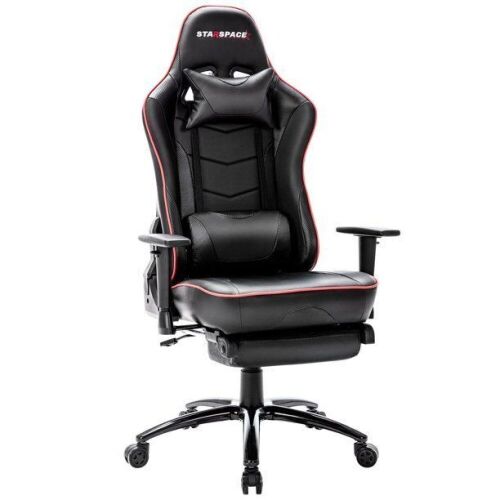 STARSPACE Massage Gaming Chair with Footrest, High-Back Swivel Metal Base Adjustable Height Tilt Angle Arms Ergonomic Racing Style Computer Office Desk Chair - Lot 102