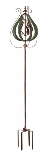 Evergreen 87.5"H Misting Wind Spinner, Copper and Verdigris Tulip - Lot 268