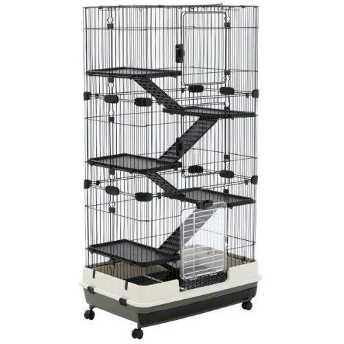 PawHut 57" H 6-Level Indoor Small Animal Cage with Wheels  - Lot 279