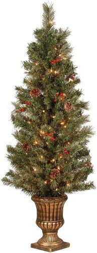4.5' Cashmere Cone & Berry Decorated Entrance Tree In Urn With 100 Clear Lights  - Lot 353