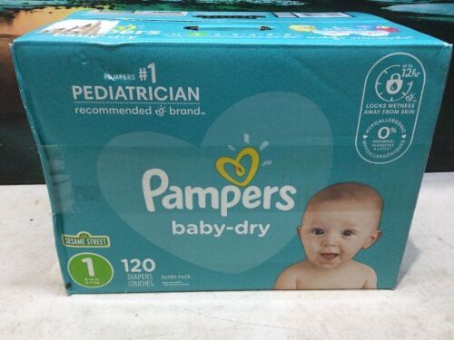 Pampers Baby Dry Diapers, Size 1, 120 Ct - Lot 399