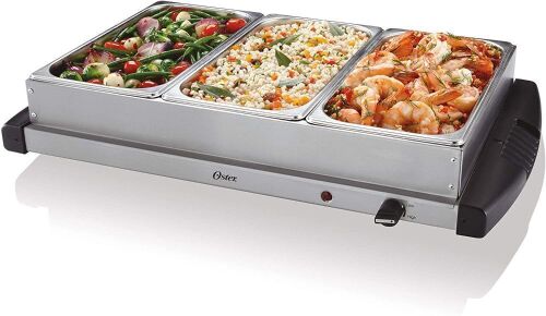 Oster Buffet Server Warming Tray, Triple Tray, 2.5 Quart, Stainless Steel - Lot 595
