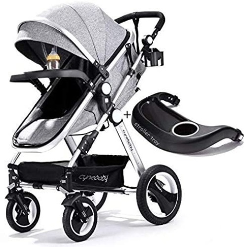Belecoo Baby Stroller for Newborn and Toddler - Convertible Bassinet Stroller Compact Single Baby Carriage Toddler Seat Stroller Luxury Stroller with Cup Holder (Linen Grey). NEW - Lot 65