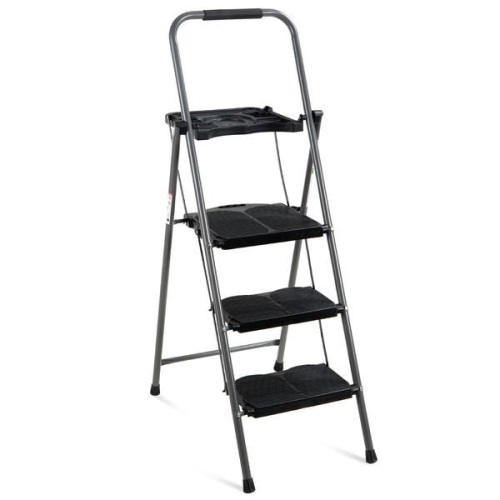 3-Step Folding Steel Ladder w/ Utility Tray, Hand Grip, 330lb Capacity. Appears New - Lot 107