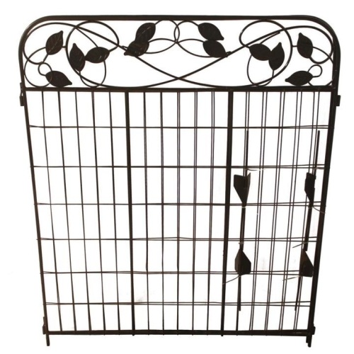 Lot of (2) Amagabeli Decorative Garden Fence Gates, 44in x 6ft, Outdoor Coated Metal - Appear New with Dent to Top of One Panel - Lot 209