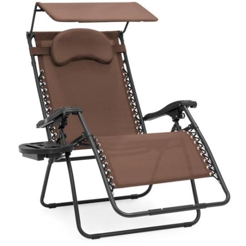Oversized Zero Gravity Chair w/ Folding Canopy Shade, Cup Holder. Appears New - Lot 211