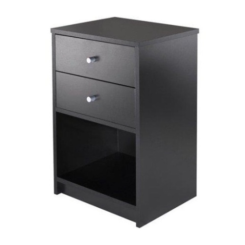 Zimtown Modern Wooden Nightstand End Table With 2 Drawers And A Open Storage Shelf, Black - E-Comm Return, Appears New - Lot 220