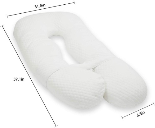 Bable Pregnancy Pillow, White U Shaped Full Body Pillow with Zipper Cover, Maternity Support for Back, Hips, Legs, Belly - Appears New  - Lot 302