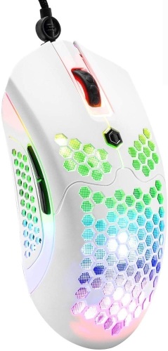 Mamba Snake M5 Gaming Mouse with RGB Lamp Effect,65G Lightweight Honeycomb Shell,Ultralight Ultraweave Cable,Pixart 3325 12000 DPI Optical Sensor for PC Gaming(White) - Appears New, Tested - Lot 311
