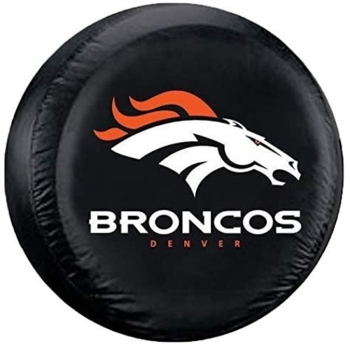 Denver Broncos Universal Fit Tire Cover that fits tires that are 27"-29" in diameter, and up to 10" in thread width. NEW - Lot 324a