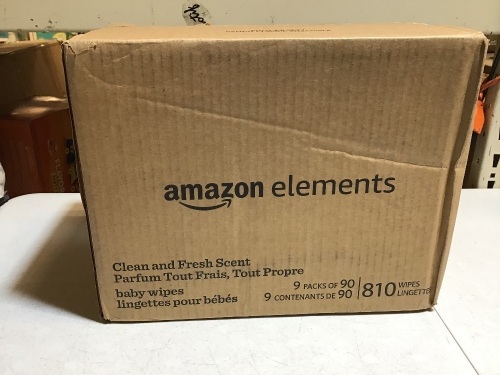 Amazon Elements Clean and Frech Scent Baby Wipes, 9 Packs of 90 - New - Lot 331