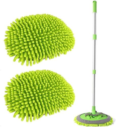 Lot of (4) 2 in 1 Chenille Microfiber Car Wash Brush/Mop Mitt with Long Handle - NEW - Lot 375