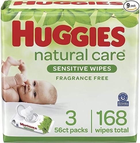 Huggies Natural Care Sensitive Baby Wipes Bundle Pack, Unscented, 9 Packs of 56ct - New  - Lot 466