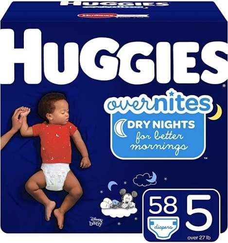 Lot of (2) Huggies Overnites Nighttime Diapers, Size 5, 58 Ct - New  - Lot 483