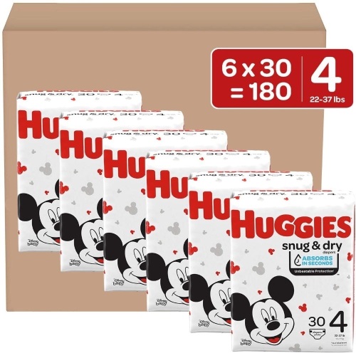 Huggies Snug & Dry Baby Diapers, Size 4, 180 Ct - Lot 486
