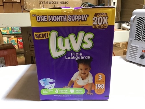 Luvs Ultra Leakguards Disposable Baby Diapers, Size 3, 198 Ct - New  - Lot 488