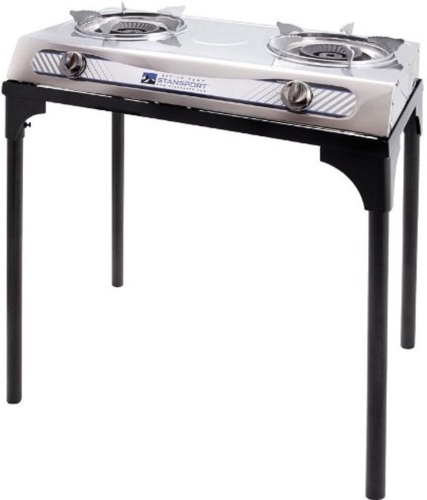 Stansport 2 Burner Stainless Steel Stove with Stand. Appears New - Lot 503