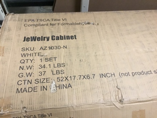 White Jewelry Cabinet, Unknown Details - E-Comm Return, Appears New - Lot 516