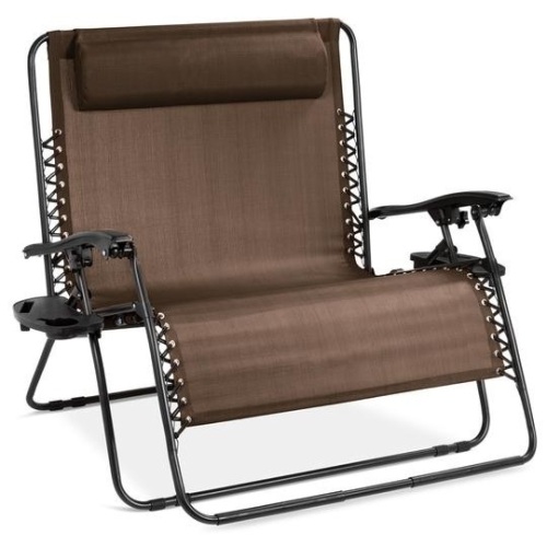 2-Person Double Wide Zero Gravity Chair Lounger w/ Cup Holders, Headrest. Appears New - Lot 540
